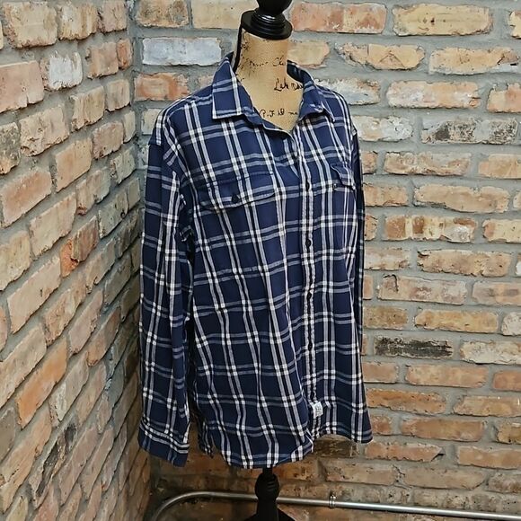 The North Face Men's Blue & Cream plaid long sleeve shirt size XL - Picture 3 of 10